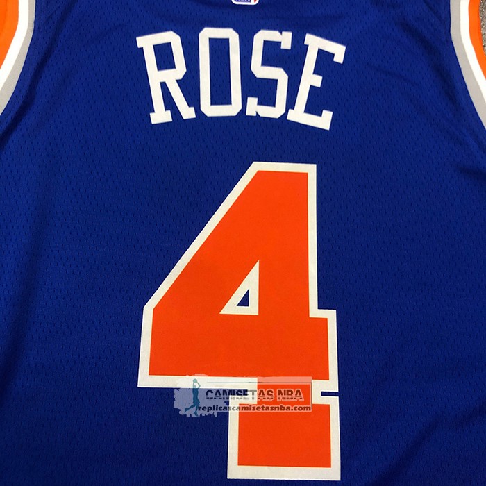 Camiseta New York Knicks Derrick Rose NO 4 Icon Azul
